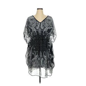 Speed Control New York 1970's Inspired Black Gray Paisley Boho Kaftan Dress